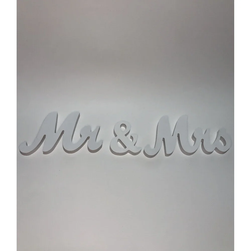 Wedding Sign Mrs & Mrs White Wooden Wedding Decor Reception Table Sign